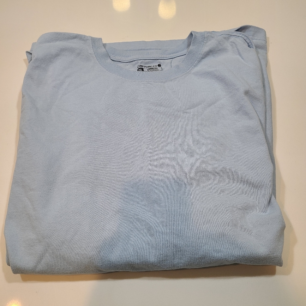 Carhartt Light Blue Loose Fit Longsleeve Crewneck Tee in Size 2XL Tall